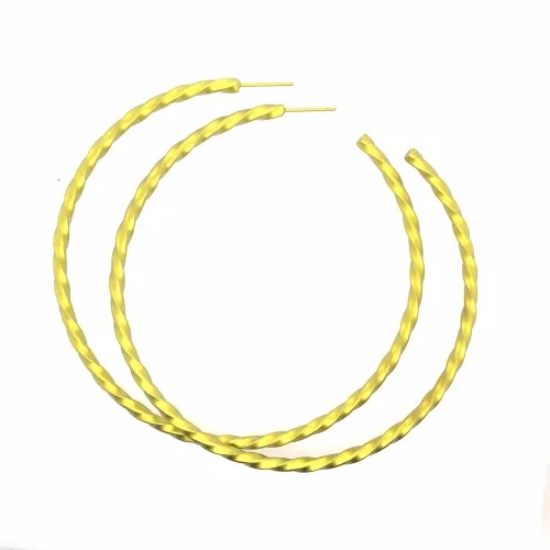 Large Twisted Yellow Hoop Earrings